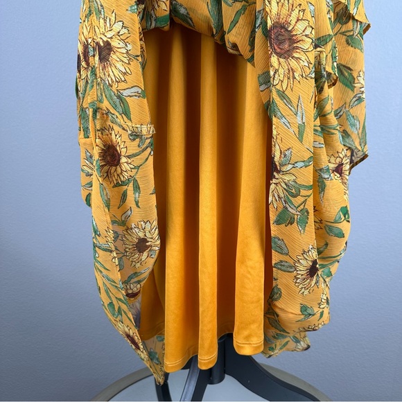 LC Lauren Conrad Strappy Tiered Yellow Sunflower Midi Dress Womens XL Floral - Picture 6 of 16